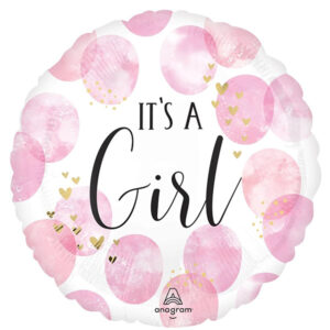 18″ Foil Girl Pink Watercolor